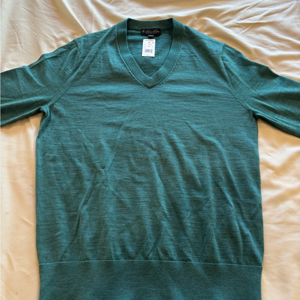 Brooks Brothers Teal V-Neck Sweater for Men